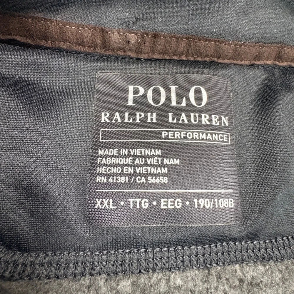 Polo Ralph Lauren‎ Vest XXL Men Performance Fleece Zip Up Gray Black Pony Preppy